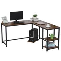 HOMCOM Computertisch in L-Form braun/schwarz