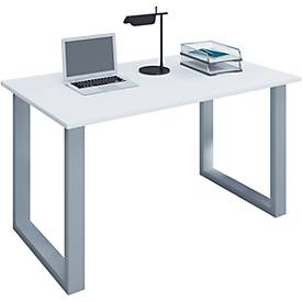 Hioshop Lona Bureau 140x50 Cm U-frame Wit/zilverkleurig.