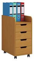 Hioshop Konal Maxi kommode , archiefkast op wielen, 1 plank en 4 ladenBeuken decor.