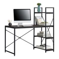 En.casa Schreibtisch mit Regal Ablagefach Bürotisch 122x120x64 in verschiedenen Farben schwarz-kombi