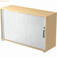 mcbuero.de Rolladenschrank 2 OH BxTxH 120x40x74,8cm Griff SG Ahorn/Sil
