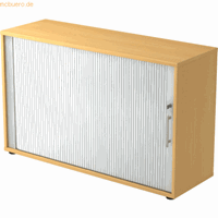 mcbuero.de Rolladenschrank 2 OH BxTxH 120x40x74,8cm Griff RE Buche/Sil