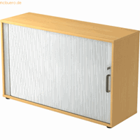 Roldeurkast 120 cm met geribbeld handgreep - 2 vakken - Hammerbacher