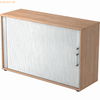 mcbuero.de Rolladenschrank 2 OH BxTxH 120x40x74,8cm Griff CE Nussbaum/