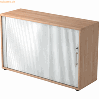 mcbuero.de Rolladenschrank 2 OH BxTxH 120x40x74,8cm Griff RE Nussbaum/