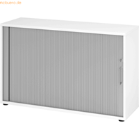 mcbuero.de Rolladenschrank 2 OH BxTxH 120x40x74,8cm Griff BS Weiß/Silb