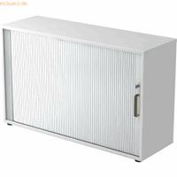 mcbuero.de Rolladenschrank 2 OH BxTxH 120x40x74,8cm Griff SG Weiß/Silb