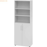 mcbuero.de Schrank 6OH /3OH Türen BxTxH 80x42x215,6cm Griff BS Grau