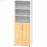 mcbuero.de Schrank 6OH /3OH Türen BxTxH 80x42x215,6cm Griff BS Weiß/Ah