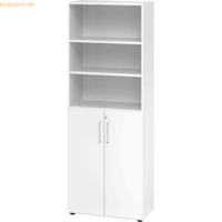 mcbuero.de Schrank 6OH /3OH Türen BxTxH 80x42x215,6cm Griff BS Weiß