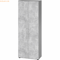 mcbuero.de Schrank 6OH BxTxH 80x42x215,6cm Griff BS Graphit/Beton