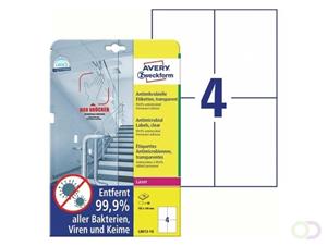 Avery Zweckform L8013-10 Antimicrobiële etiketten 105 x 148 mm Polyester folie Transparant 40 stuk(s) Permanent 10 vel