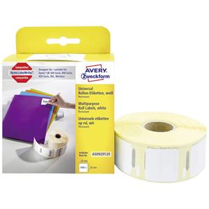 Avery Zweckform AS0929120 Etiketten 25 x 25 mm Papier Wit 1000 stuk(s) Permanent Universele etiketten