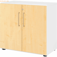 mcbuero.de Schrank Serie 9 2OH BxTxH 80x42x74,8cm Griff BS Weiß/Ahorn