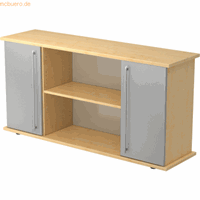 Hjh OFFICE PRO Kapa SB | Dressoir | met deuren, Melamine spaanplaat DIN 68765, Emissieklasse E1, Esdoorn / Zilver