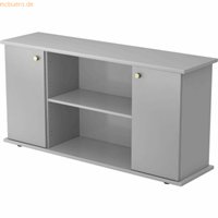 Hjh OFFICE PRO Kapa SB | Dressoir | met deuren, Melamine spaanplaat DIN 68765, Emissieklasse E1, Grijs / Zilver
