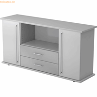 Hjh OFFICE PRO Kapa SB | Dressoir | met deuren + laden, Melamine spaanplaat DIN 68765, Emissieklasse E1, Grijs
