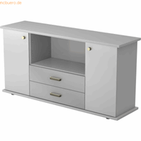 Hjh OFFICE PRO Kapa SB | Dressoir | met deuren + laden, Melamine spaanplaat DIN 68765, Emissieklasse E1, Grijs