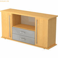 Hjh OFFICE PRO Kapa SB | Dressoir | met deuren + laden, Melamine spaanplaat DIN 68765, Emissieklasse E1, Beuken