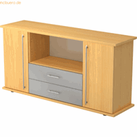 Hjh OFFICE PRO Kapa SB | Dressoir | met deuren + laden, Melamine spaanplaat DIN 68765, Emissieklasse E1, Beuken