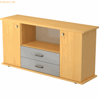 Hjh OFFICE PRO Kapa SB | Dressoir | met deuren + laden, Melamine spaanplaat DIN 68765, Emissieklasse E1, Beuken