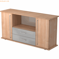 Hjh OFFICE PRO Kapa SB | Dressoir | met deuren + laden, Melamine spaanplaat DIN 68765, Emissieklasse E1, Walnoot