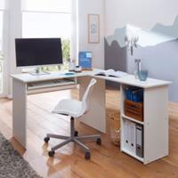 WOHNLING Schreibtischkombination´140 x 75,5 x 120 cm Eckschreibtisch Home Office mit Regal und Tastaturauszug mehrfarbig