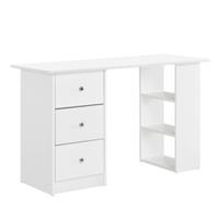 En.casa Schreibtisch 120x50x72cm Bürotisch mit Schubladen Ablage Regal PC Tisch weiß