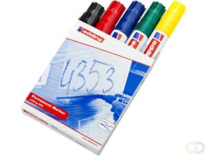 Edding permanent marker e-800, in geassorteerde kleuren, doos van 5 stuks