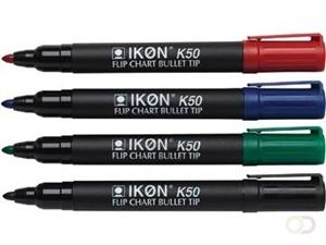 Ikon K50 flipchart marker, etui van 4 stuks in geassorteerde kleuren