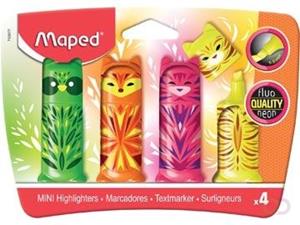 Maped markeerstift Fluo'Peps Mini friends, etui van 4 stuks