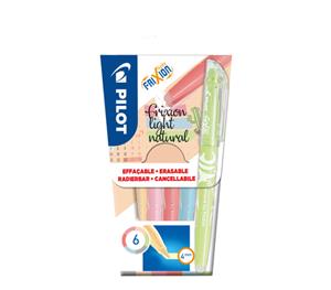 Pilot markeerstift Frixion Light Natural, blister van 6 stuks in geassorteerde kleuren