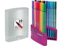 STABILO Pen 68 brush, ColorParade, roze-lila doos, 20 stuks in geassorteerde kleuren