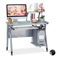 Relaxdays Moderner Computertisch mit Glasplatte weiß