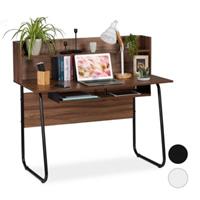 Relaxdays Schreibtisch mit Ablagefächern holzfarben