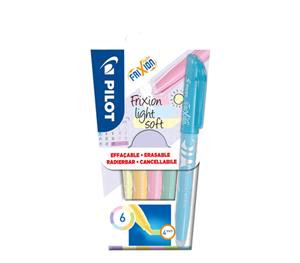 Pilot markeerstift Frixion Light Soft, blister van 6 stuks in geassorteerde kleuren