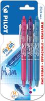 Pilot balpen FriXion Ball Clicker, schrijfbreedte: 0,7 mm, medium punt, blister van 3 stuks