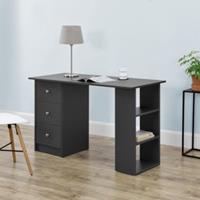 En.casa Schreibtisch 120x50x72cm Bürotisch mit Schubladen Ablage Regal PC Tisch in verschiedenen Farben dunkelgrau