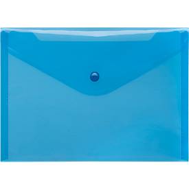 FolderSys documenthoes, A5 liggend, drukknoopsluiting, PP, blauw transparant