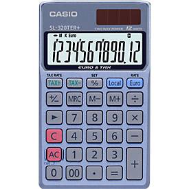 Casio SL-320TER+ Zakrekenmachine werkt op zonne-energie, werkt op batterijen Blauw Aantal displayposities: 12