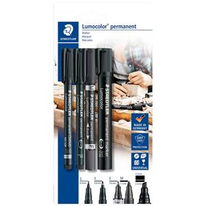 10 x Staedtler Permanentmarker Lumocolor Set schwarz 4 verschiedene St