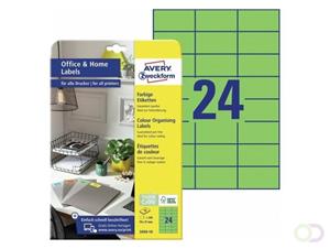 Avery Zweckform 3450-10 Etiketten 70 x 37 mm Papier Groen 240 stuk(s) Permanent Universele etiketten 10 vel