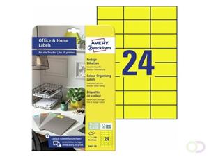 Avery Zweckform 3451-10 Etiketten 70 x 37 mm Papier Geel 240 stuk(s) Permanent Universele etiketten 10 vel DIN A4