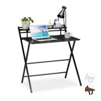 Relaxdays Schreibtisch klappbar mit Ablage schwarz
