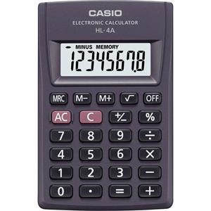 Casio HL-4A Taschenrechner Anthrazit Display (Stellen): 8 batteriebetrieben (B x H x T) 56 x 9 x 87m