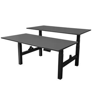 Elektrisch Verstelbaar Duo Bureau - 160x80 Cm - Two Dual Motor - Zwart / Antraciet