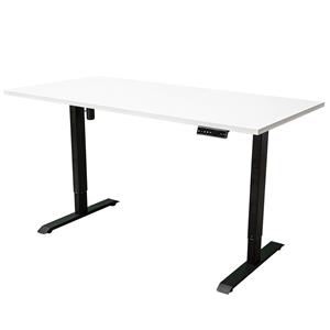 Elektrisch Verstelbaar Bureau - 140x80 Cm - Single Motor - Zwart / Wit