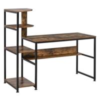HOMCOM Schreibtisch mit Regalen schwarz/braun