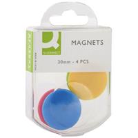 Q-Connect magneten 30 mm geassorteerde kleuren doos van 4 stuks