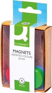 Q-Connect magneten 30 mm geassorteerde kleuren doos van 4 stuks